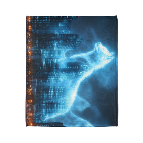 City Skyline Shaped Like Animal Spirits Plush Fleece Throw Blanket
