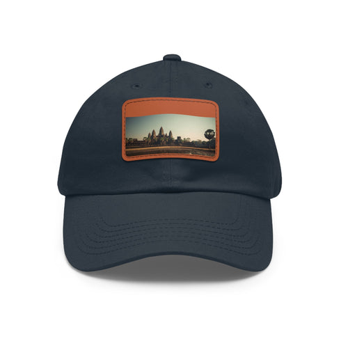 Angkor Wat Tribute Cap in white with light brown rectangular patch.