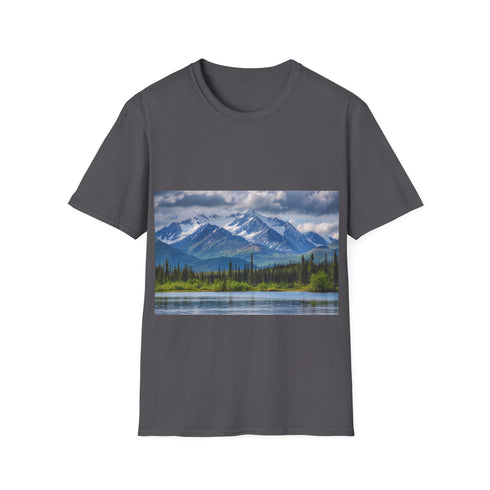 Charcoal Alaska Adventure Watercolor Tee Shirt.
