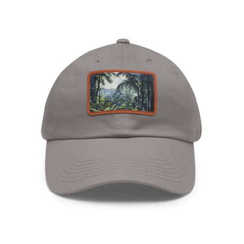 Congo Rainforest Watercolor cap with light brown patch in rectangular shape
