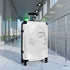 Chic black minimalist face suitcase for travel accessories.