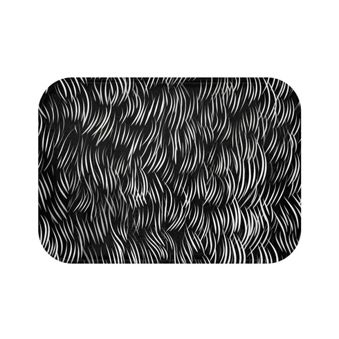 Abstract Ink Flow Bath Mat inspired by fluid calligraphy strokes.