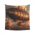 Steampunk Skies Airship Tapestry: High-quality, unique design for all seasons. Perfect gift idea!