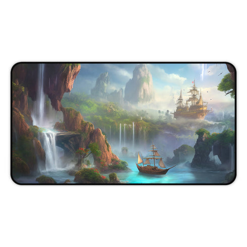 Magical Neverland Desk Mat - Whimsical workspace accessory with serene Neverland illustration