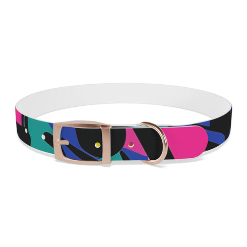 Neon graffiti dog collar in urban chic black onyx, size M.