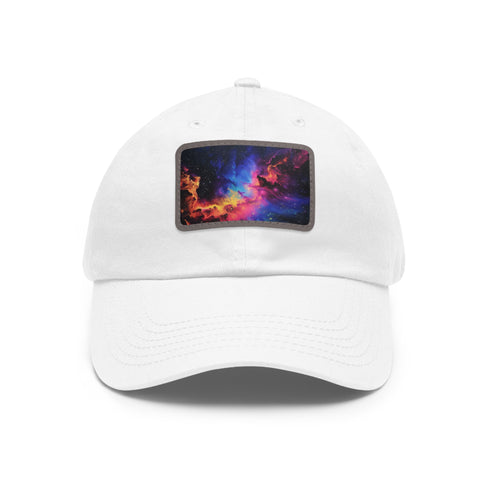 Neon space galaxy baseball cap with vibrant cosmic design.
