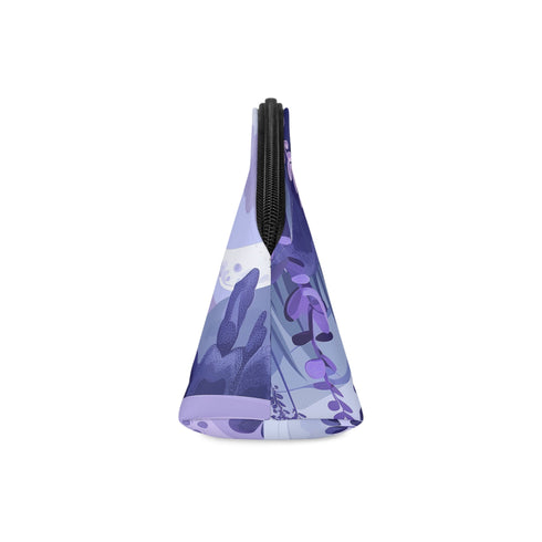 Lavender fields all over print makeup bag with zipper.