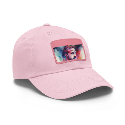 Ryan Gosling Glow Watercolor Neon Baseball Cap White Rectangle Unisex Vegan