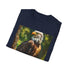 Eagle painting t-shirt in charcoal cotton with majestic spirit.