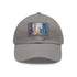 Chicago skyline watercolor cap in white with light brown rectangular patch.