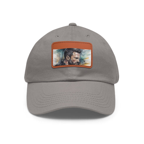 Ben Affleck Batman watercolor cap with light brown patch.
