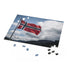 Norway flag jigsaw puzzle, red, white, blue, challenging landscape scenery