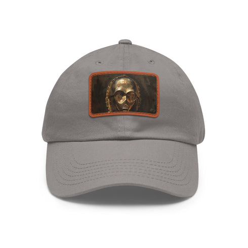 Galactic Gold Protocol Droid Hat with White Rectangle Patch.