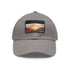 Desert Peaks Baseball Cap in White with Light Brown Patch & Rectangle Shape