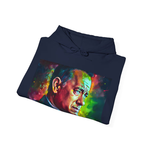 Tom Hanks Neon Watercolor Hoodie in Navy, Size S Textured Unisex Sweatshirt
