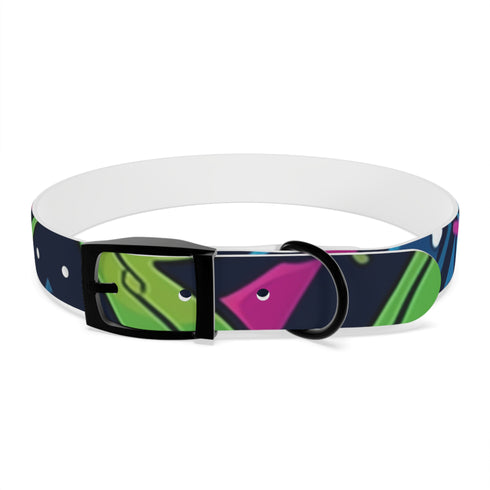 Neon graffiti dog collar for stylish M sized pups in black.