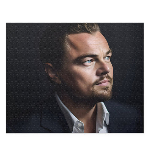 Leonardo DiCaprio jigsaw puzzle, Hollywood heartthrob movie moments & stunning portraits.