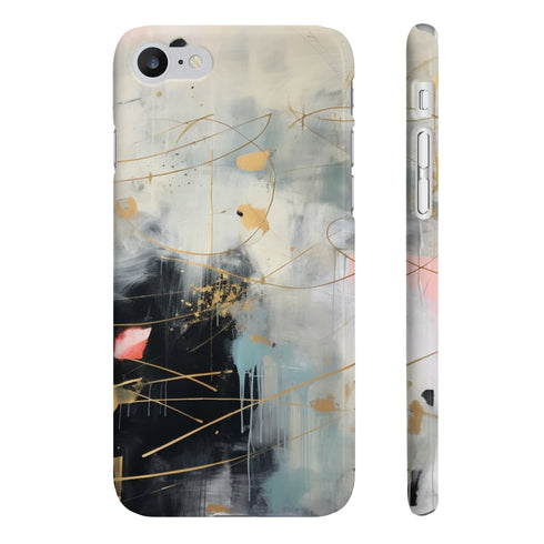 Abstract mint and gold iPhone 7 Plus glossy slim phone case.