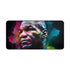 Vibrant watercolor neon desk mat with Mike Tyson portrait.