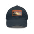 Hawaiian sunset printed cotton baseball cap with light brown patch design.