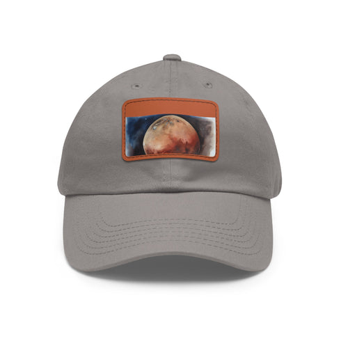 Mars Dreams Watercolor Baseball Cap in White with Light Brown Patch