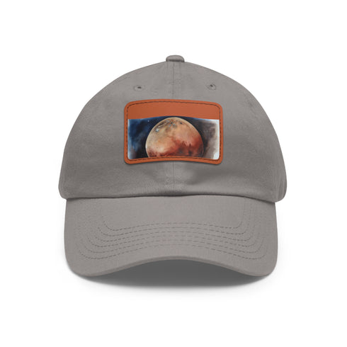 Mars Dreams Watercolor Baseball Cap, White/Light Brown Rectangle Unisex hat.