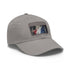 French flag baseball cap in white with light brown patch.