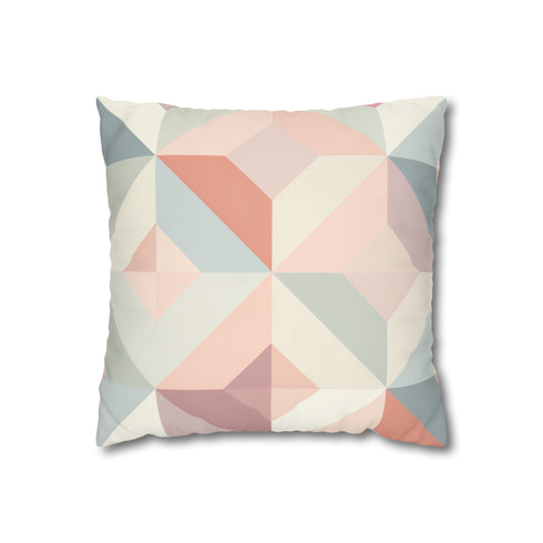 Pastel Geometrics pillow case with seamless pattern, soft hues for modern bedroom decor