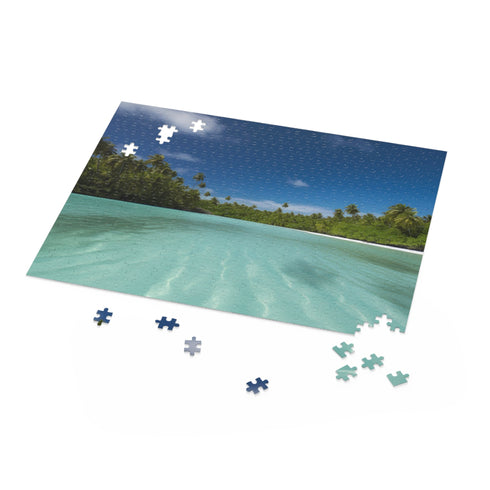 Aitutaki Cook Islands Jigsaw Puzzle with turquoise waters and lush landscapes