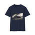 Charcoal cotton T-shirt with vibrant racing Bugatti print regular fit crew neck
