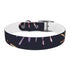 Vibrant festive fireworks-themed dog collar with black onyx accents.
