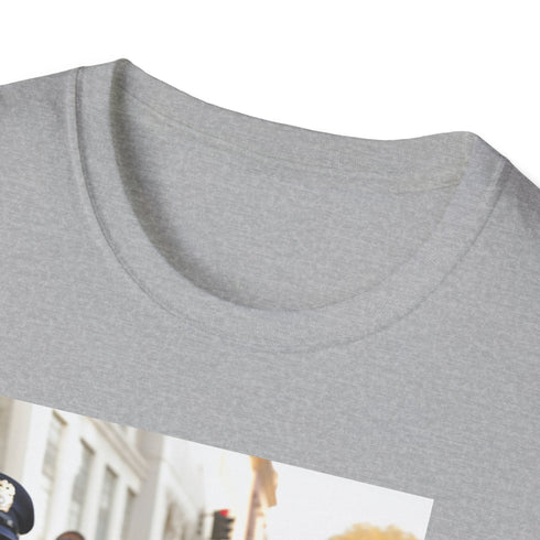 Charcoal cotton crew neck Joe Biden tee with vibrant watercolor design