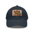 Cheetah safari snapback cap with light brown rectangle patch.