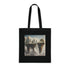Floating Dreamscapes Tote Bag in black cotton with surreal landscape print.