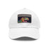 Watercolor neon baseball cap with Trex design on light brown patch