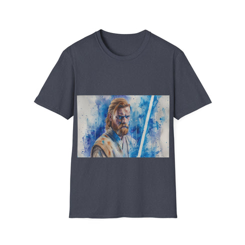 Obi Wan's blue lightsaber graphic tee, charcoal, regular fit, crew neck.