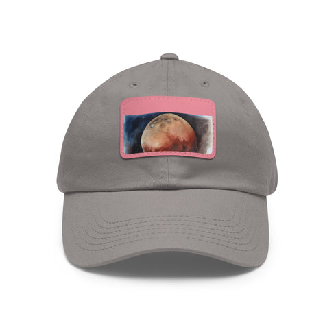 Mars watercolor baseball cap with light brown rectangle patch.