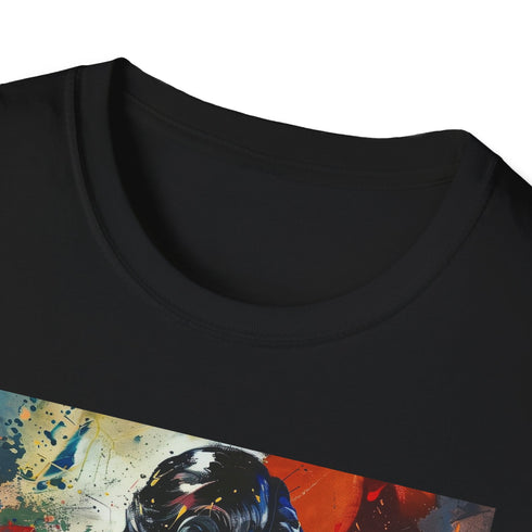 Charcoal cotton T-shirt with vibrant Superman portrait inspiring timeless strength