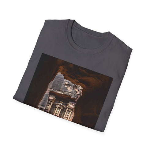 Charcoal cotton t-shirt with ancient Petra design in regular fit