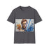 Blue lightsaber graphic tee in charcoal cotton for summer style.