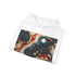 Navy ameba pattern hoodie, psychedelic texture inspired by visionary art.