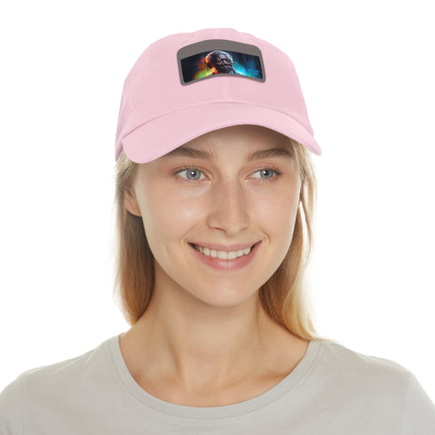 Neon watercolor cap with unique white patch and vibrant colors.