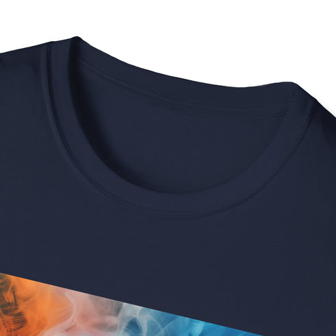 Abstract smoke art charcoal t-shirt, unisex crew neck DTG print.