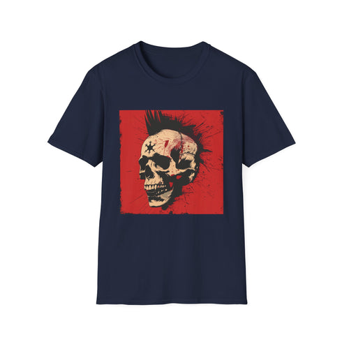Punk rock charcoal T-shirt with rebellious skull graphic and crew neck