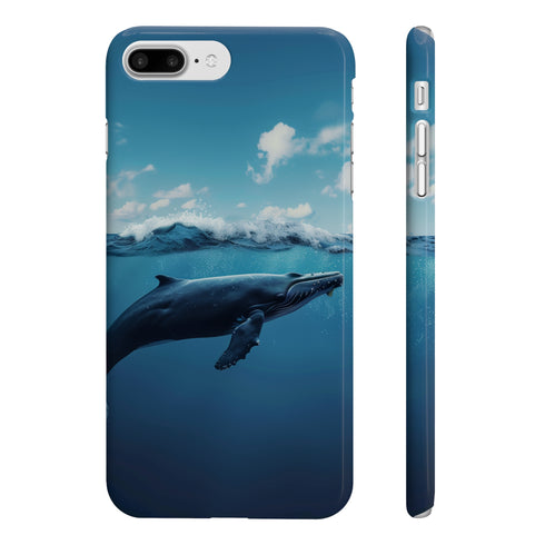 Minimalist matte whale phone case for iPhone 7 Plus and 8 Plus.