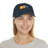 Neon Dream Margot Cap: White Cotton Hat with Rectangle Patch