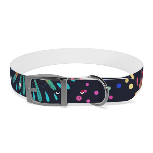 Vibrant festive fireworks dog collar M Black Onyx accessories pets walk.