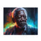 Neon watercolor Morgan Freeman puzzle in 10" x 8" size.