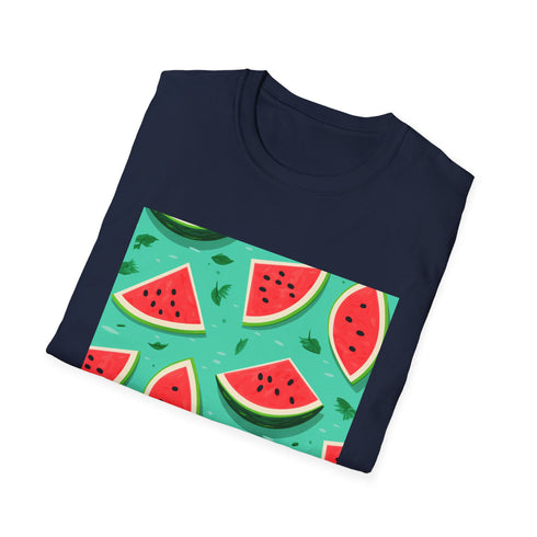 Charcoal tropical watermelon floral cotton T-shirt with vibrant summer aesthetic