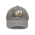 Louvre Paris Watercolor Baseball Cap in White with Light Brown Patch